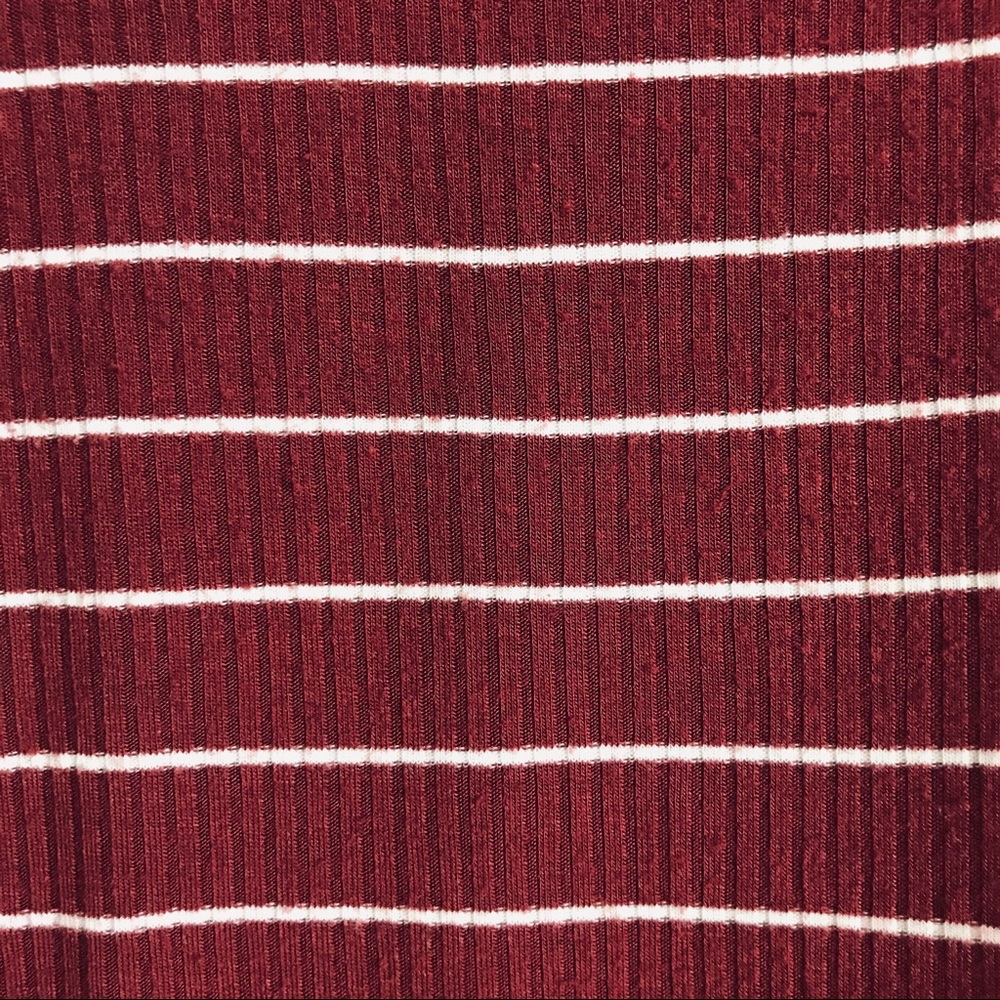 Hollister Long Sleeve Off Shoulder Burgundy Maroon Wht Stripe Leotard Bodysuit S - Picture 9 of 16